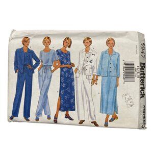 Y2K Butterick 5947 Sewing Pattern Sizes 14-18 Jacket Dress Top and Pants UNCUT